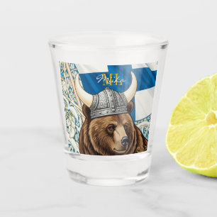 Finland Schotglas, Vlag Kunst, Monogram Vikingbeer Shot Glas