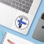 Finland Seal Sticker Ronde Vlag (Laptop met iPhone)