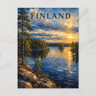 Finland: Serene Sunset Lake Art Souvenir Briefkaart