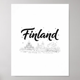 Finland Silhouette Reis Vakantie Outfits Poster