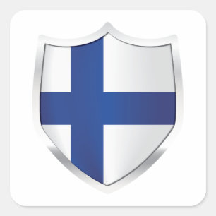 Finland Silver Shield Flag perfect voor u of uw Vierkante Sticker