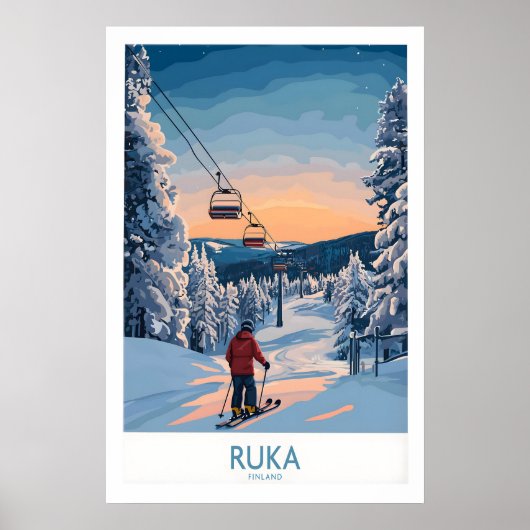 Finland Ski Resort Kunst 1 Poster (Voorkant)