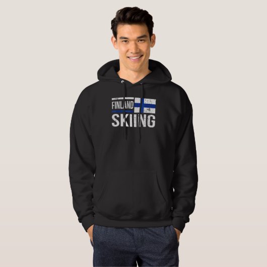 Finland Skiing Skier Flag Race Snow Mountain Winte Hoodie (Voorkant volledig)