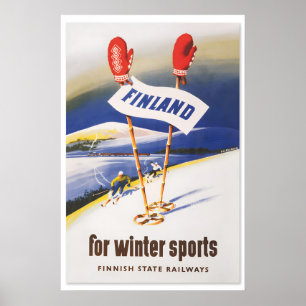 Finland skisport wintersporten jaren 40 949 skioor poster