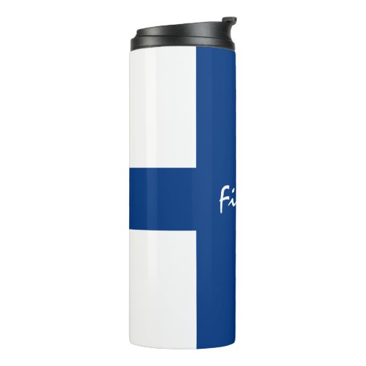 Finland Travel Mug, patriottische Finse vlag Thermosbeker (Gedraaid links)