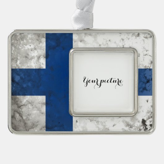 Finland Verzilverd Omlijst Ornament (Voorkant)