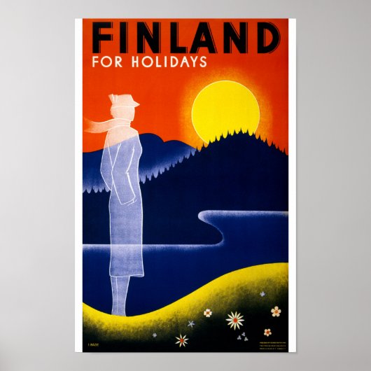 Finland - Vintage-affiche teruggezet Poster (Voorkant)