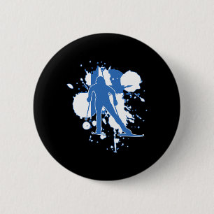 Finland Vlag Biathlonist - Finse Biathlon 1 Ronde Button 5,7 Cm