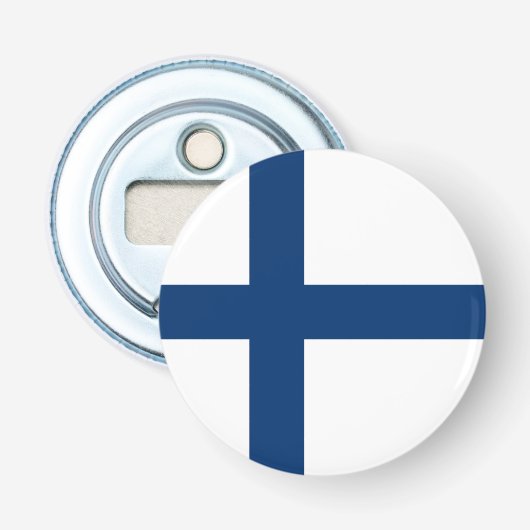 Finland Vlag Button Flesopener (Voorkant)