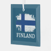 Finland Vlag Glas Ornament (Voorkant links)