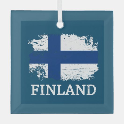 Finland Vlag Glas Ornament (Voorkant)