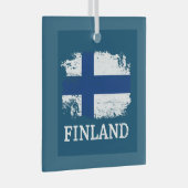 Finland Vlag Glas Ornament (Voorkant Rechts)