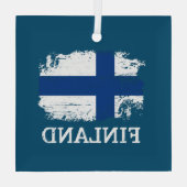 Finland Vlag Glas Ornament (Achterkant)
