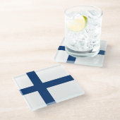 Finland Vlag Glazen Onderzetter (Schuin)