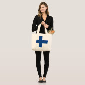 Finland Vlag Grote Tote Bag (Voorkant (model))