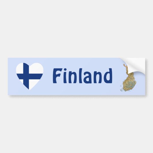 Finland Vlag Hart + Landkaart Bumpersticker (Voorkant)