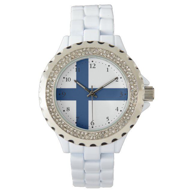 Finland Vlag Horloge (Voorkant)