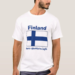 Finland Vlag + Kaart + Tekst T-Shirt