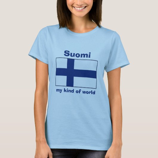 Finland Vlag + Kaart + Tekst T-shirt (Voorkant)