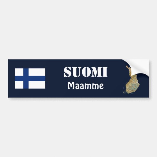 Finland Vlag + Landkaart Bumpersticker (Voorkant)
