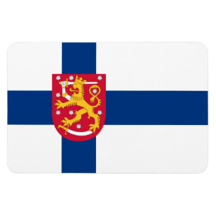 Finland Vlag Magneet - Kruis & Wapens
