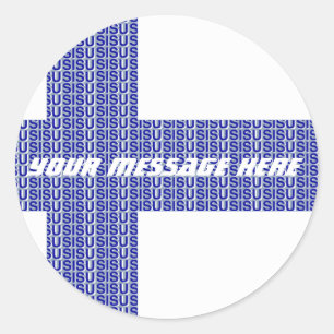 Finland vlag noords blauw op wit "Sisu" Ronde Sticker