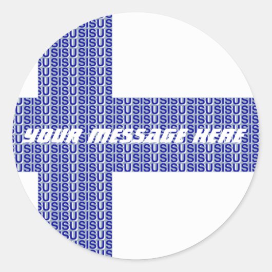 Finland vlag noords blauw op wit "Sisu" Ronde Sticker (Voorkant)