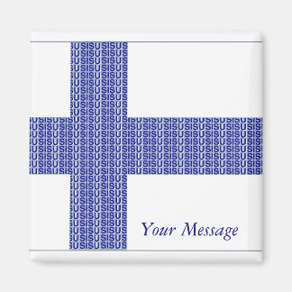 Finland vlag Noords Blauw op witte "Sisu" Magnet