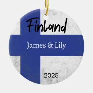 Finland Vlag Ornament, gepersonaliseerd Finland Keramisch Ornament