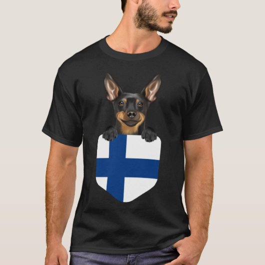 finland vlag Pinscher Dog in pap T-shirt (Voorkant)