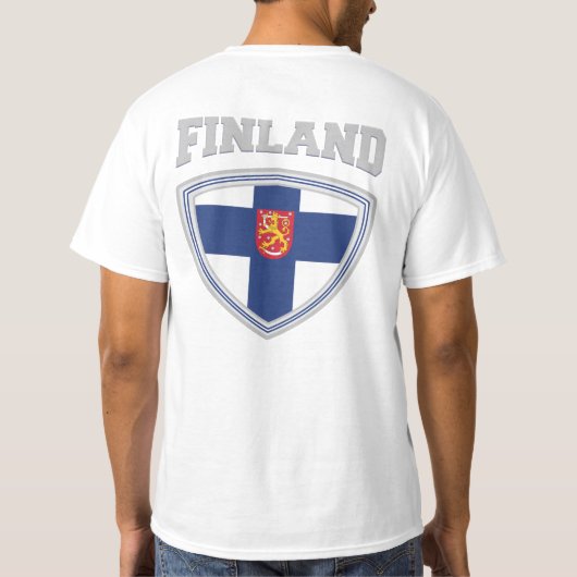 Finland Vlagenschild & Emblem T-Shirt (Achterkant)