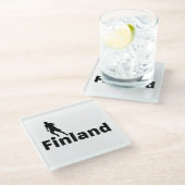 Finland voetbal glazen onderzetter (Schuin)