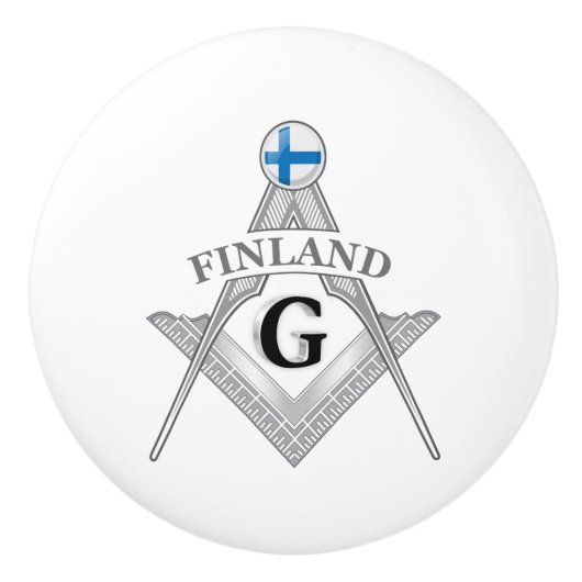 Finland vrijmetselarij teken keramische knop (Voorkant)