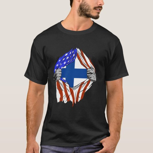 Finland VS Fins Amerika Borst Fins Pride Finni T-shirt (Voorkant)