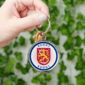 Finland Wapen Cirkel Vorm Sleutelhanger (Hand)