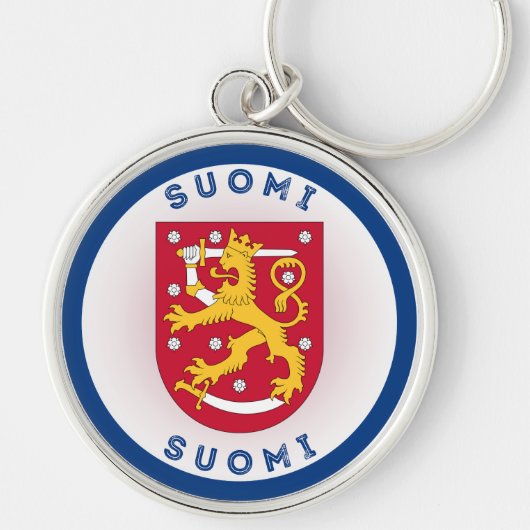 Finland Wapen Cirkel Vorm Sleutelhanger (Voorkant)