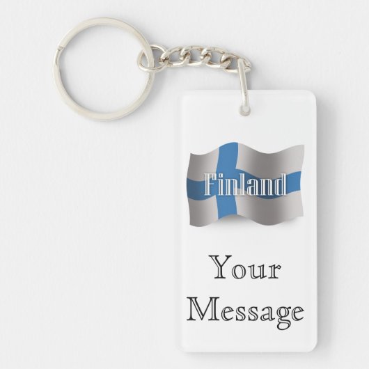 Finland Waving Flag Sleutelhanger (Voorkant)