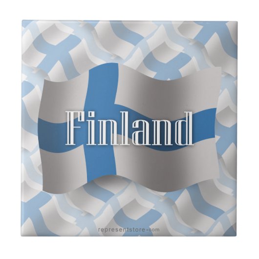 Finland Waving Flag Tegeltje (Voorkant)