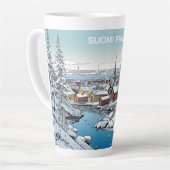 Finland Winter Illustratie Latte Mok (Linkerhoek)