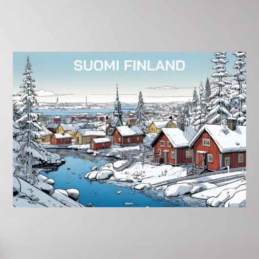Finland Winter Illustratie Poster (Voorkant)