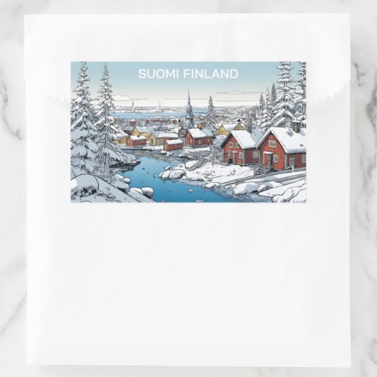 Finland Winter Illustratie Rechthoekige Sticker (Tas)