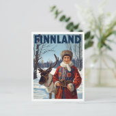 Finland Winter Rendier Samen Vrouw Briefkaart (Staand voorkant)