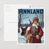 Finland Winter Rendier Samen Vrouw Briefkaart (Voorkant / Achterkant)
