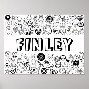 'FINLEY' Color-it-Yourself-contourontwerp Poster