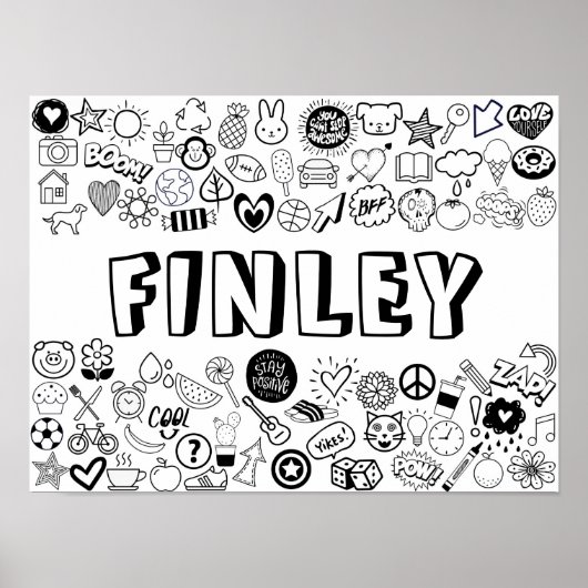 'FINLEY' Color-it-Yourself-contourontwerp Poster (Voorkant)