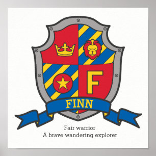 Finn boys F name: heraldry shield poster
