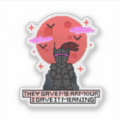 Finn de Pixelridder – Bloedrode Maan Sticker (Voorkant)