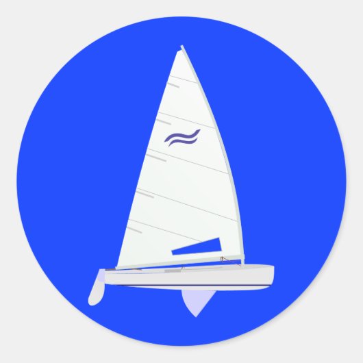 Finn Racing Sailboat onedesign Ronde Sticker (Voorkant)