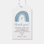 FINN | Stoffige Blauwe Bohemian Slate Regenboog Cadeaulabel (Voorkant)