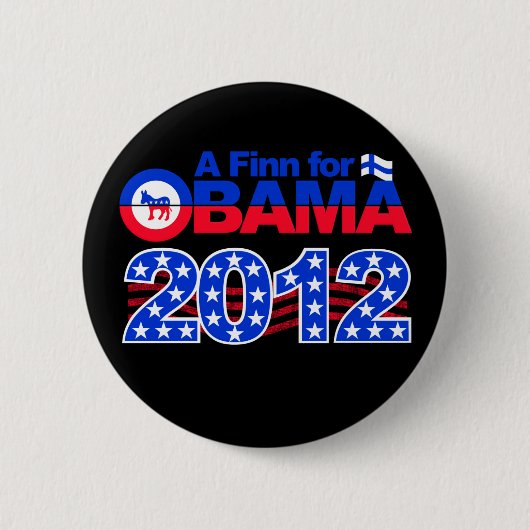FINN VOOR OBAMA 2012-toets Ronde Button 5,7 Cm (Voorkant)